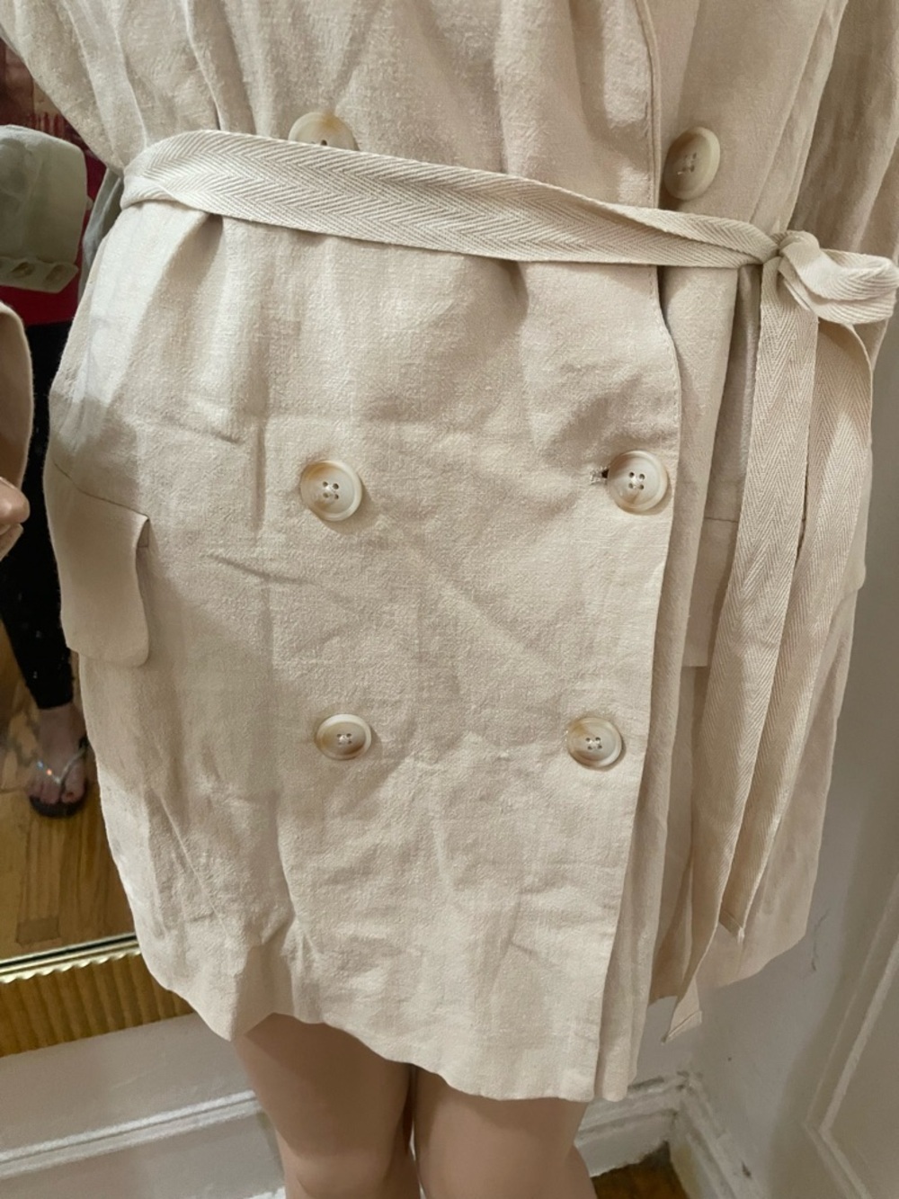 Free People Beige Double-Breasted Blazer Jacket - Picture 3 of 16